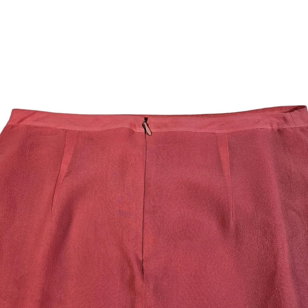 Express Pink 100% Silk Pencil Skirt Sz 6 Tier Ruffle Hem Lined Barbie Workwear